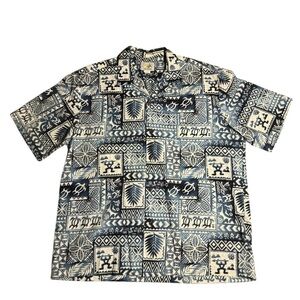 Ho Aloha Vintage Blue and White Hawaiian Shirt